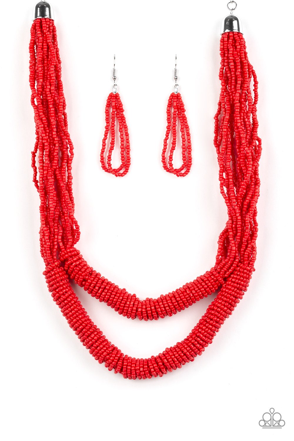 Right As Rainforest Red Seed Bead Necklace - Justen Jewels