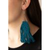 Modern Day Macrame Blue Earrings - Image 2